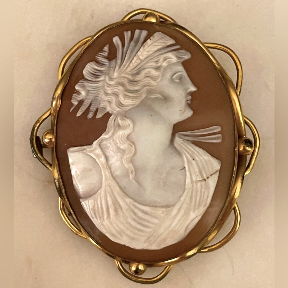 Statement Vintage Cameo pendant/brooch large gold plated
